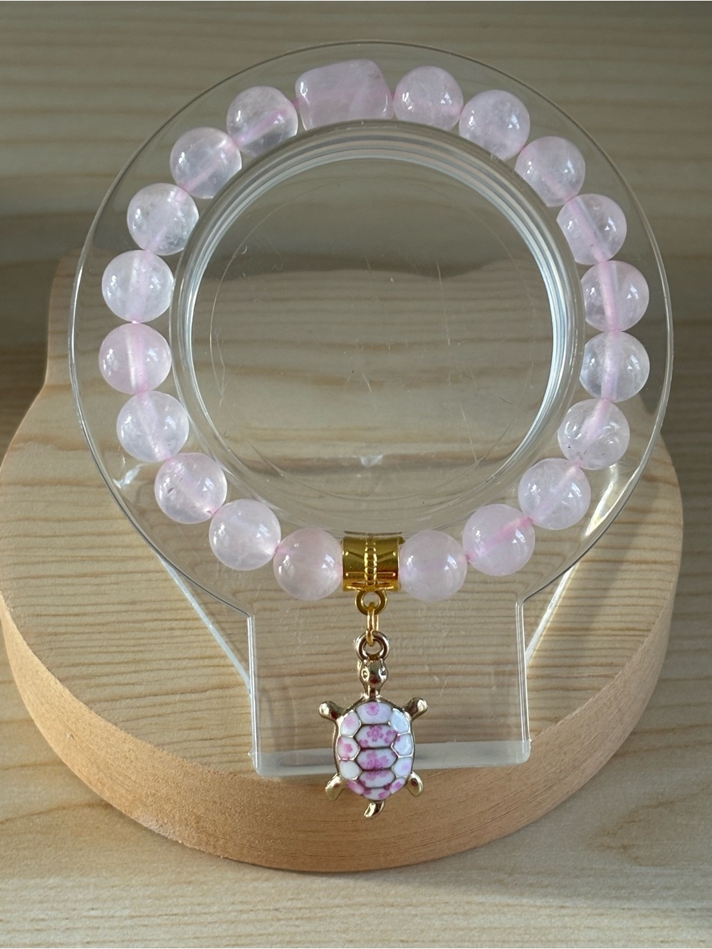 Rose Quartz Sea Turtle Beaded Bracelet